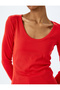 Cotton Long Sleeve U-Neck Slim Fit Ribbed T-Shirt - 5