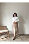 Beige Velvet Flared Skirt - 2
