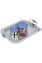 Al Saif Gallery Steel Toferia Set, 41x26x4 cm, 2 dates with blue lid, glass bowl, 4 pieces - silver