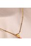 Steel Women's Necklace, Gold Color Letter Necklace, Mini Bead Detail, No:97A - 3