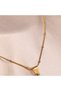 Steel Women's Necklace, Gold Color Letter Necklace, Mini Bead Detail, No:97A - 2