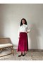 Burgundy Velvet Flared Skirt - 4