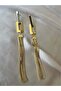 Gold Long Steel Earrings