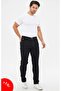 Men's Black Sports Model Comfortable Fit Basic Linen Pants