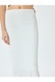 Midi Length Skirt Wrap - High Waist Flounce Elastic Waist - 5