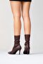 Thalin Dark Burgundy Pointed Toe Women's Thin Heeled Boots - 7