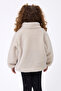 Girl's Plush Ecru Black Zippered Welsoft Winter Coat - 4