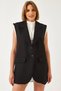 Women's Black Shirt Detailed Long Vest 60356 60271016