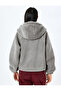 Zippered Hooded Oversize Embroidered Plush Coat - 4