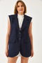 Women's Navy Blue Shirt Detailed Long Vest 60356 60271016 - 4
