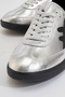 Women's Casual Lace-Up Sneakers Real Leather Marine Silver/Black - 3