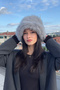 Faux Fur Bucket Heart Hat |   Women's Plush Winter Luxury Gray Cap - 3