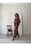 Brown Muslin Trousers-Tied Blouse Set (Pants-Bluse) - 4