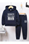 Mama's Little Man Printed Hooded Winter Children's Tracksuit Set
