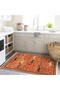 Crescent Collection Orange Themed Antique Look Animals Patterned Woven Base Carpet Hilal42 - 3