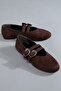 Women's Bitter Brown Suede Buckle Ballerinas - 3