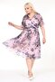 Double-Breasted Collar Plus Size Patterned Short Sleeve Summer Dress 1B-2570
