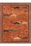 Crescent Collection Orange Themed Antique Look Animals Patterned Woven Base Carpet Hilal42 - 5
