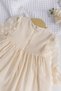 Lace Tulle Detailed Woven Fabric Cream Baby Girl Dress - 3