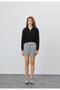 Women's Grey Melange Embroidery Detailed Shorts - 3