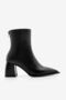Women's Pointed Toe Back Zipper Heeled Boots Erves Black - 3