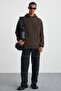 Cartmel Men's Knitted 3 Thread Relaxed Fit Comfortable Fit Kangaroo Pocket Hooded Brown Sweatshirt - 2