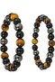 Natural Energy Stones Yoga Bracelets 2 Pcs Black Obsidian Tiger Eye,Hematite Bracelet