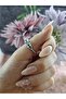 Zircon Stone Pink Heart and Flower Detailed Silver Color Adjustable Ring - 2
