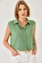 Women's Khaki Sleeveless Viscose Shirt 60223 60271028 - 4