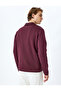 Slogan Embroidered Cotton Blend Half-Zip Sweatshirt with Raised Stitch Detail - 4