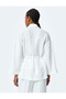 3/4 Kimono Sleeve Viscose Oversize Shirt with Belt - 4