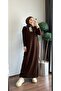 Buttoned Piping Detail Oversized Long Knitwear Dress-Brown - 2