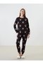 Lcw Young Black Crew Neck Printed Women's Pajamas Set Lcwk Store - 4
