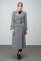 Leather Detailed Oversize Houndstooth Pattern Mid-Length Coat Black 3027 - 6