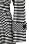 Leather Detailed Oversize Houndstooth Pattern Mid-Length Coat Black 3027 - 3