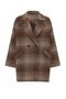 Plaid Patterned Double-Breasted Oversize Coat Brown 3020 - 6
