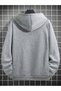Men's Gray Logo Enjoy Printed 3 Thread Hooded Hoodie Sweatshirt - 3