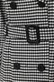 Leather Detailed Oversize Houndstooth Pattern Mid-Length Coat Black 3027 - 2