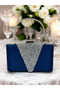 Navy Blue Satin Silver Stone Metal Handle Evening Dress Bag Evening Bag Engagement Wedding Bag - 2