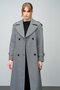 Leather Detailed Oversize Houndstooth Pattern Mid-Length Coat Black 3027 - 7