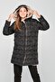 Hooded Double Sided Patterned Puffer Jacket Black-stone 6391 - 3