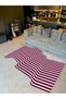 Rio Collection Burgundy White Wavy Pattern Asymmetric Detail Woven Base Modern Decorative Carpet Rio08-B