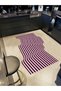 Rio Collection Burgundy White Wavy Pattern Asymmetric Detail Woven Base Modern Decorative Carpet Rio08-B - 2