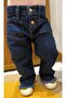 Wide Leg Girls' Denim Jeans Trousers Dark Blue - 6