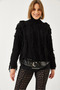 Women's Black Turtleneck Fringed Knitwear Sweater 20246307 - 4