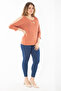 Women's Plus Size Orange Kiss Collar Shoulder Low-cut Long Sleeve Blouse 65n37365 - 2