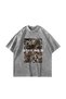 Panel Print Stay Wild Leopard Printed 24/1 Oversize Unisex Washable White Tshirt