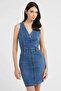 Denim Mini Dress Women's Dress W3Gk15D4K96