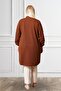Women's Large Size Organza Cardigan Steel Ottoman Brown - 9