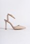Women's Cream Strappy Heeled Shoes - 6